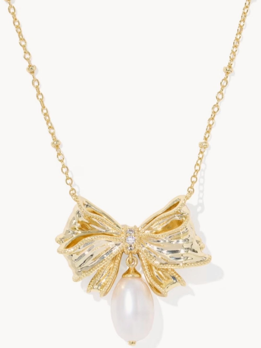 Kendra Scott x LoveShackFancy Pearl Bow Gold Necklace